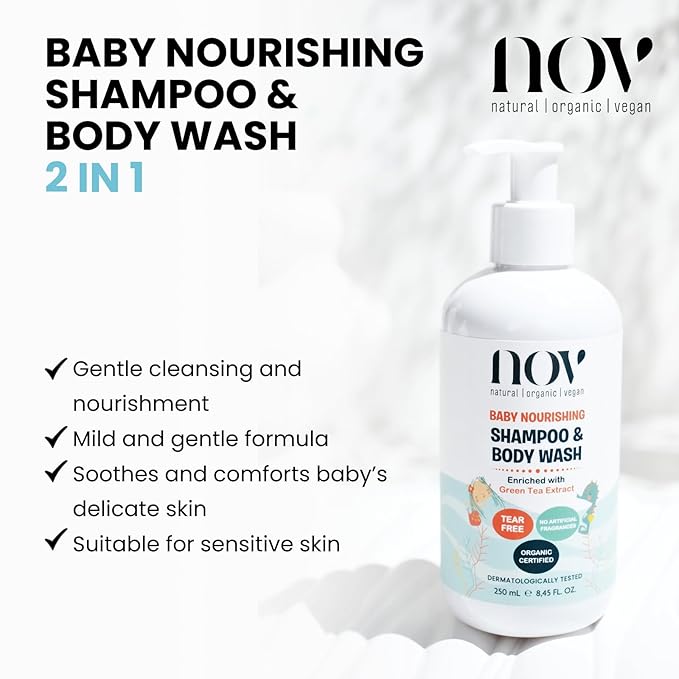 Baby Shampoo & Body Wash | Tear-Free, Plant-Based Formula for Gentle Cleansing, Nurturing, and Ethical Care, Free from Harmful Chemicals