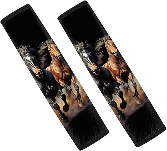 FOR U DESIGNS Horse Seat Belt Cover Pad for Adults 2 Pack Shoulder Strap Black Car Seat Strap Cover Universal Fit for SUV Sedan Truck