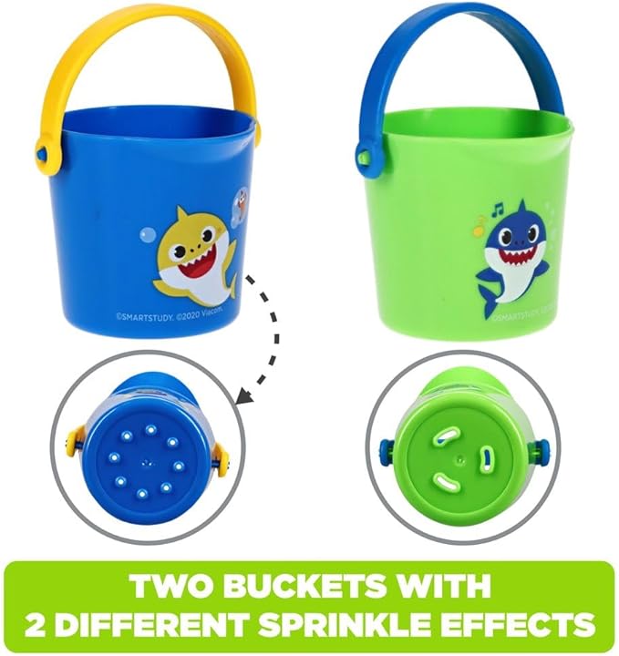 Nickelodeon Pink Fong Baby Shark Bath Toys Set for Children's Tub Time - Cups, Finger Puppets, and Bath Squirters, Blue/Green, 10 Pieces