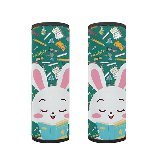 Biyejit Cute Rabbits Baby Strap Cover, Stroller Strap Cover, Car Seat Strap Covers 2 Pack, Car Seat Straps Shoulder Pads, Protect Neck and Shoulder for Baby Toddler Infant Boy Girl