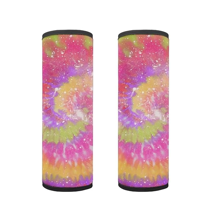 AFPANQZ 2 Pack Tie Dye Car Seat Strap Belt Covers Soft Car Seatbelt Pad Cushion Pad Set Auto Accessories Decor Adjustable Universal for Most Car Laptop Backpack Luggage Bag Straps Pads
