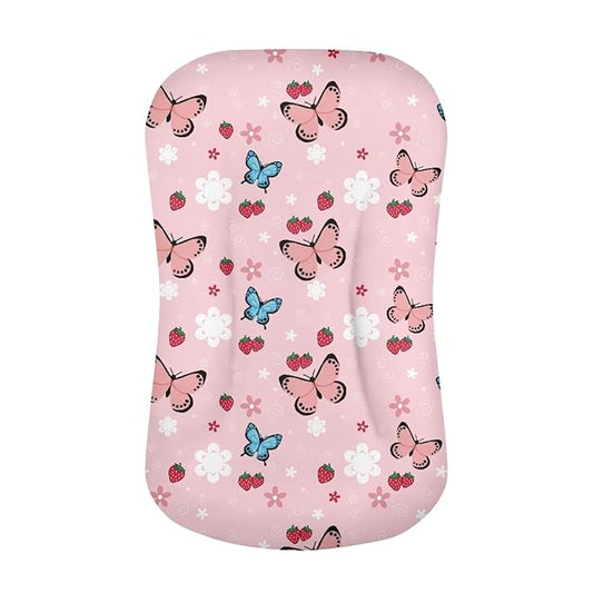 Butterfly Strawberry Snuggle Me Organic Lounger Cover Baby Lounger Pillow for Baby 0-12 Months Newborn Breathable Bayby Loungers