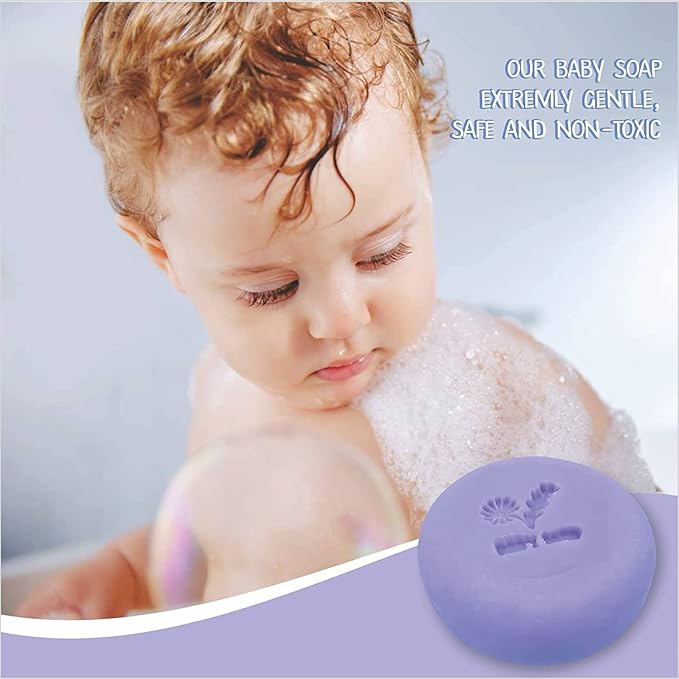 100% Natural LAVENDER CHAMOMILE Baby Soap Bar with Lavender Essential Oil, Organic Chamomile Water, and Shea Butter - Naturally Cold Process in tUSA - Calming and Moisturizing for Newborns, Baby, Kids