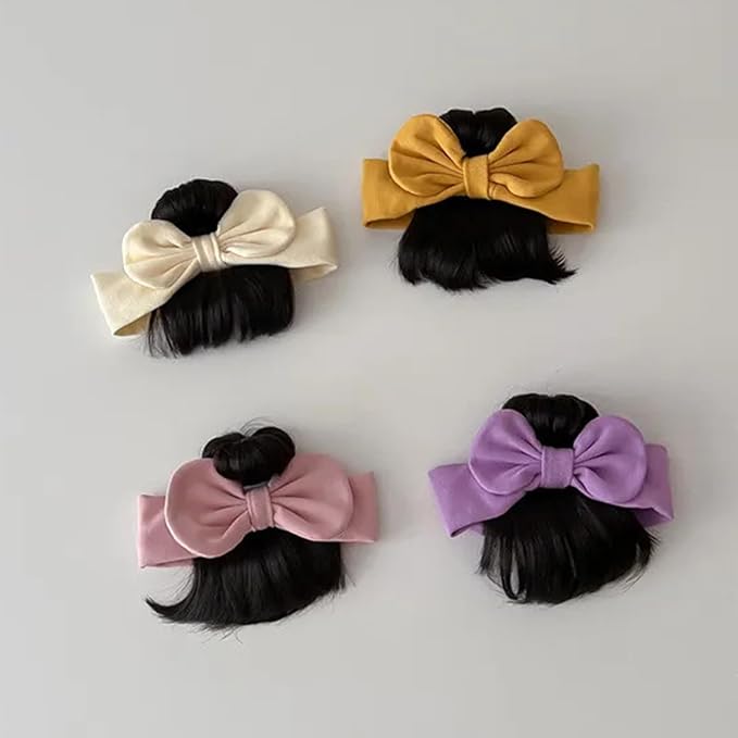Lovely Bowknot Wigs for Baby Girls Toddler Fashion Headband Newborn, Off-White