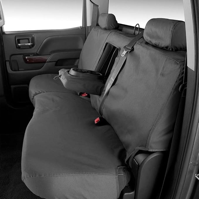 Covercraft SS3359PCCH Custom-Fit Front Bench SeatSaver Seat Covers - Polycotton Fabric, Charcoal Black