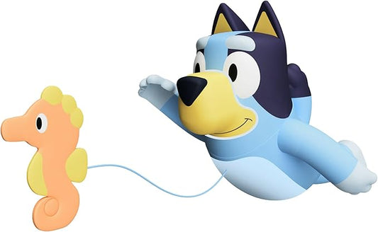 TOMY Toomies Swimming Bluey Bath Toy with Seahorse - Bluey Toys for Toddlers - Toddler Water Toys for Tub or Pool That Swims on Back or Front - Ages 18 Months and Up