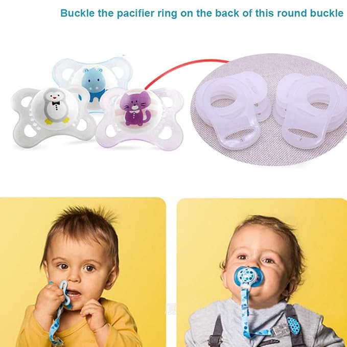 Soft Silicone Adapter Rings Baby Pacifier Clips Holders for Button Style Dummy Soother Teething Ring (White) 10pcs …
