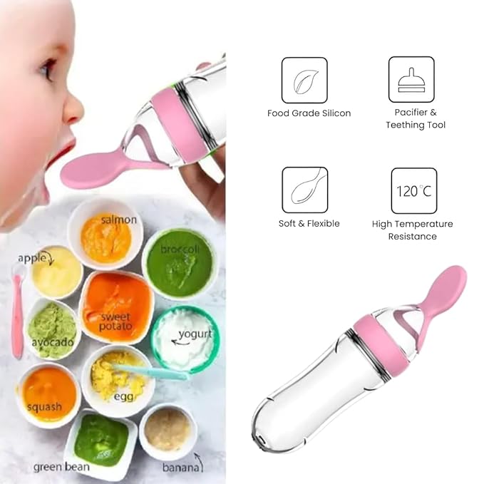 9-Piece Silicone Baby Fruit Feeder & Pacifier Set - Includes 2 Pacifiers, 1 Feeder Spoon, 6 Replacements (3 Sizes) - Pink