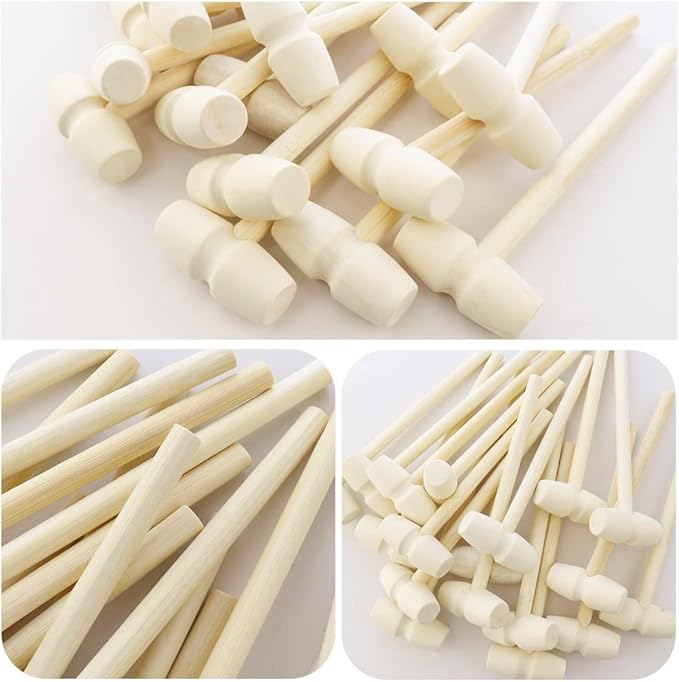 NODG 20 Pcs Mini Wooden Hammer Solid Crab Lobster Mallet Small Shell Wood Cracker Hardwood Pounding Toy for Breakable Heart Cracking Seafood Chocolate Kids