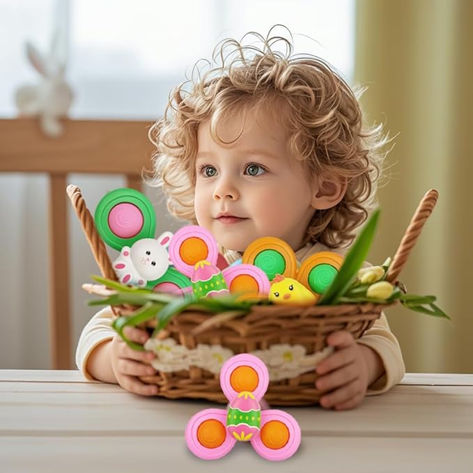 Anditoy 3 Pack Easter Suction Cup Spinner Toys Sensory Bath Toys for Toddlers Kids Easter Basket Stuffers Gifts Fillers Party Favors