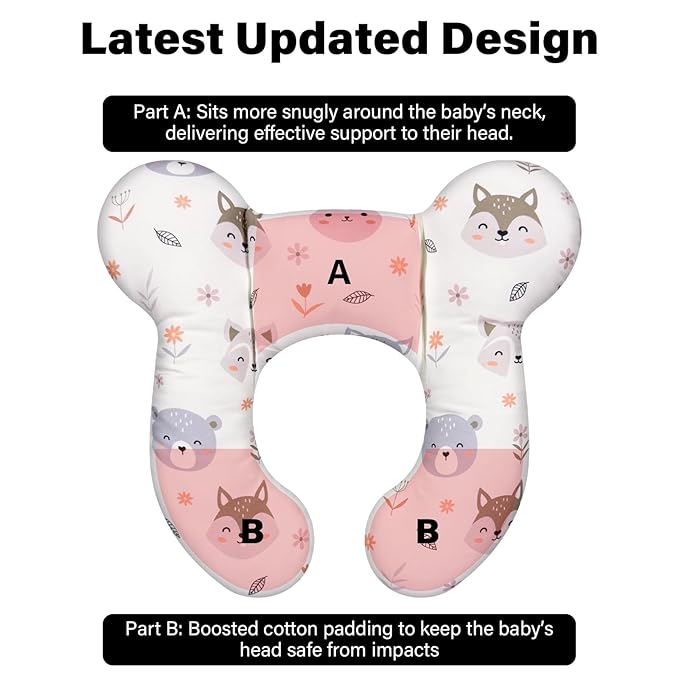 Baby Neck Pillow - Upgraded Baby Support Travel Head Pillow, Portable Headrest for Toddlers & Children for Car Rides, Planes, Road Trips (A3)
