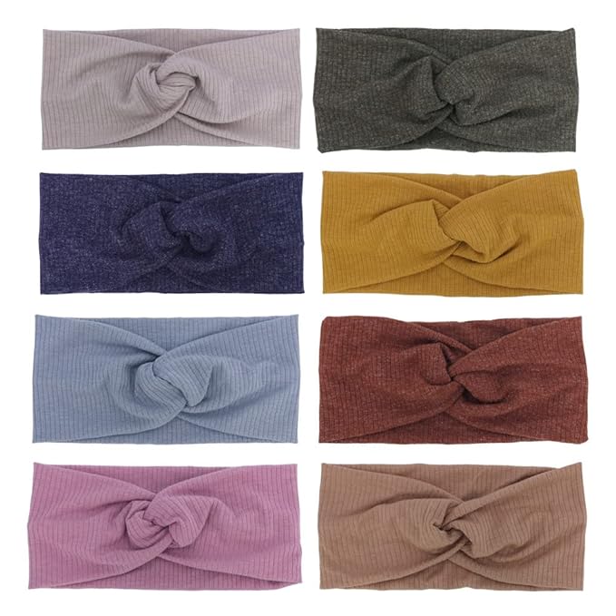 Sugarmelon Baby Headbands Stretchy Hairbands Hair Bow Elastics for Baby Girls Newborn Toddlers Infant Kids Turban Headband (Cross Headband Taupe)