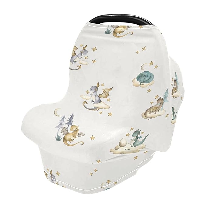 xigua Dragon Breathable Car Seat Covers for Babies Newborns, Multi-Purpose Baby Car Seat Covers & Breastfeeding Scarf, Newborn Essentials Baby Shower Gifts
