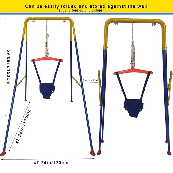 Baby Jumper Set with Hanging Shelf Adjustable Toddler Baby Bouncer Baby Toys… (Blue2#)