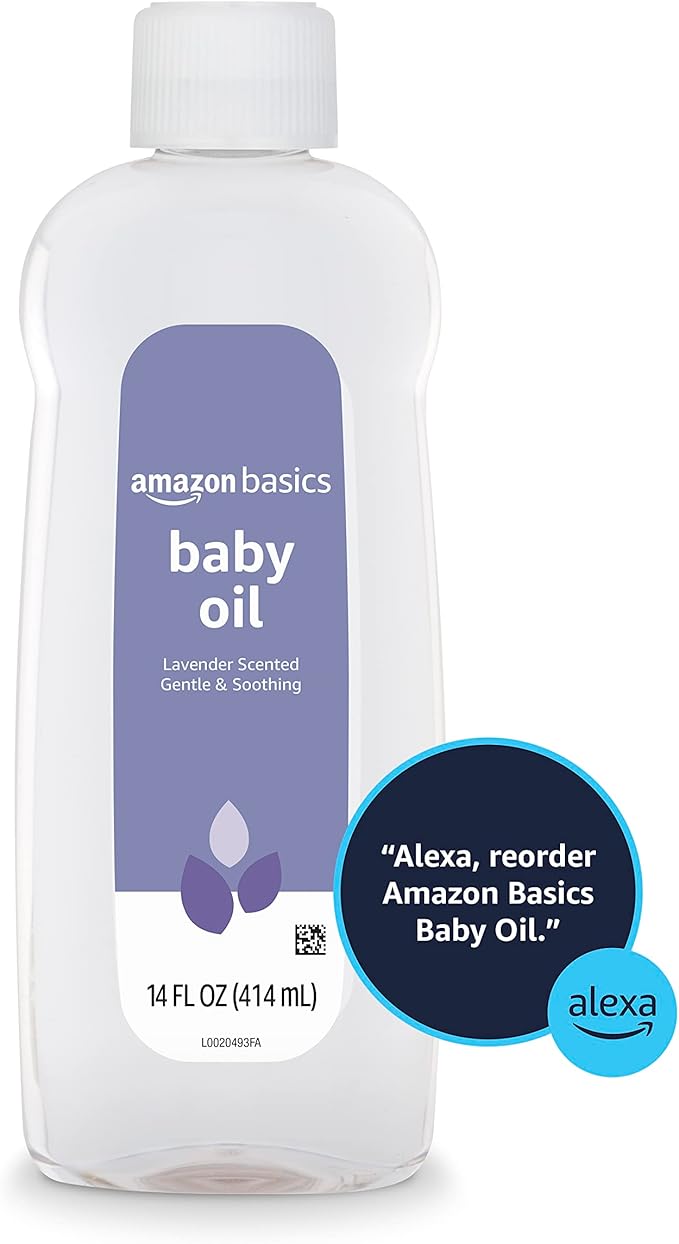 Amazon Basics Baby Oil, Soothing Lavender Scented, Prevents Moisture Loss, 14 Fluid Ounce, 1-Pack (Previously Solimo)