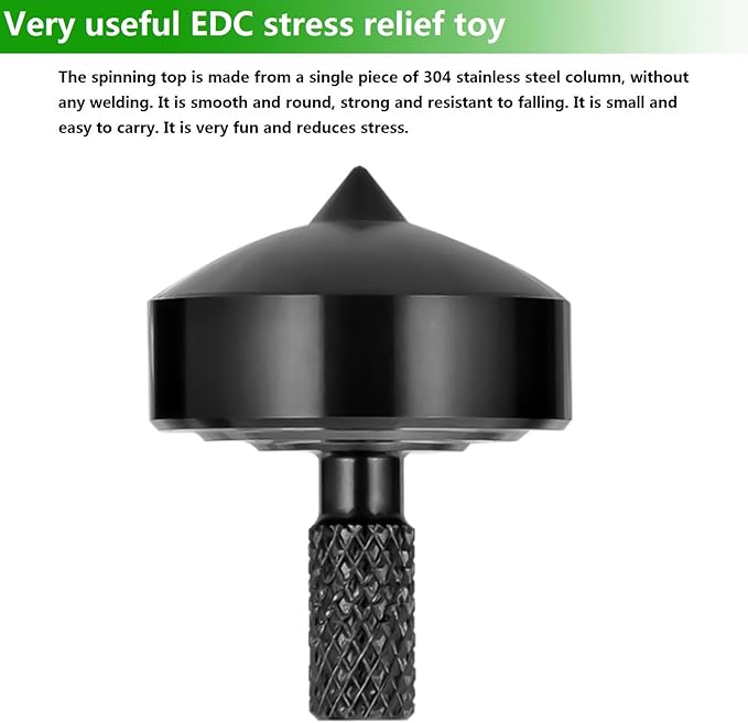 Stainless Steel Spinning Top, Precision Mini Desktop Gyroscope, Kill Time Reduce Stress ADHD Toys, Perfect Balance Gyro (Black Style 2)