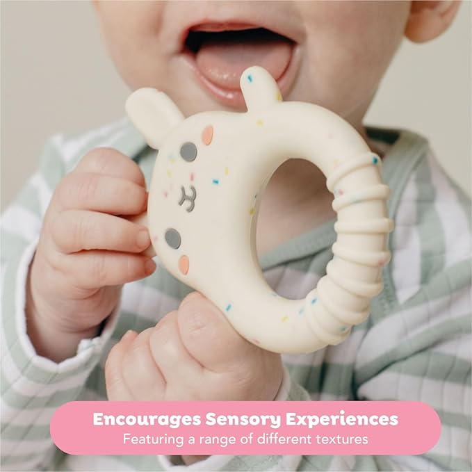 Tiger Tribe Baby Silicone Teether - Bunny Shape, BPA-Free, Soft Relief for Teething, Sensory Toy for Newborns and Infants 0-18 Months