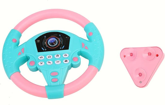 Keenso Baby Simulated Driving Controller Educational Copilot Steering Wheel Music Children Intelligent Toy Room Blue