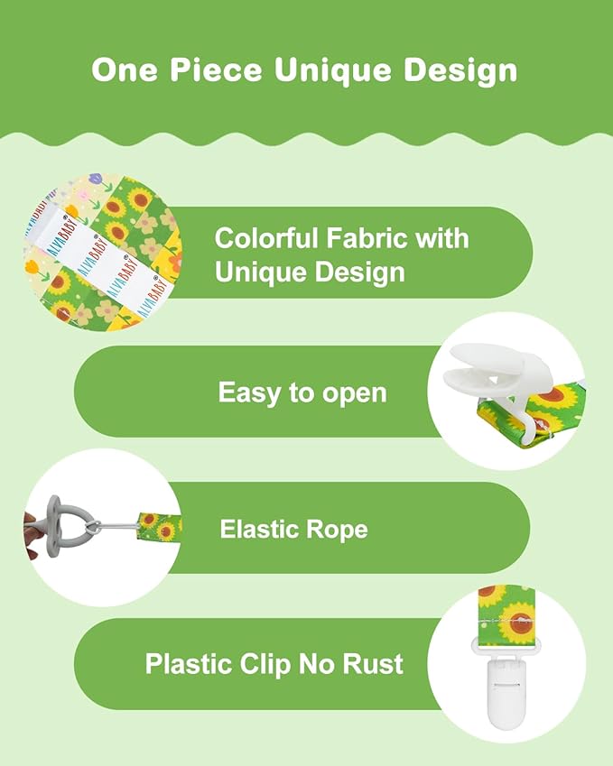 ALVABABY Pacifier Clips 8 Pack Pacifier Binky Paci Holder Leashes for Teethers 8DBP07A