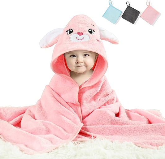 Baby Hooded Towel,31 * 31 in Toddler Bath Towels and Washcloths Set for Newborn Babies,Toallas de Baño para Bebe,Organic Infant Kids Boy Essentials 1-3