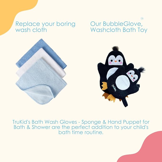 TruKid Vanilla Bubble Podz & BubbleGlove Set – Includes Bubble Bath Pods and 2 Wash Gloves for Parent and Child