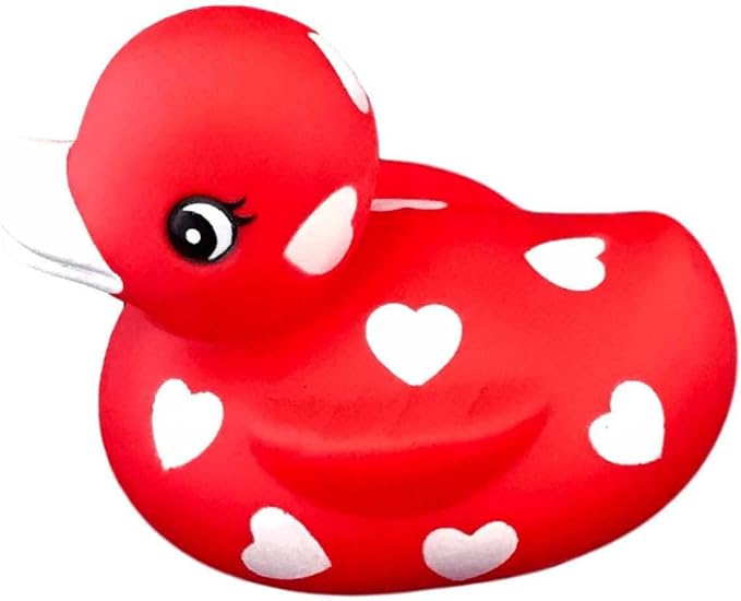 3" Rubber Duck [Squeaky, with Hole] - Baby Safe Bathtub Bathing Toy - Valentines Sweetheart Rubber Duck