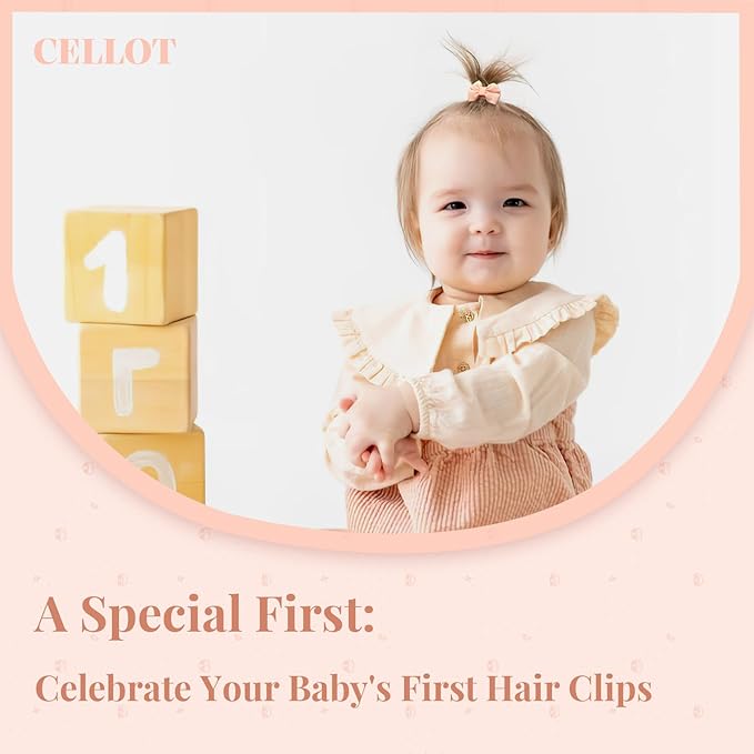 CÉLLOT 40pcs Baby Bows for Girls Mini Bow Snap Clip Baby Hair Clip Grosgrain Ribbon 1.3" Tiny Hair Bows Clips for Baby Girls Toddlers Infant Fine Thin Hair in Pairs