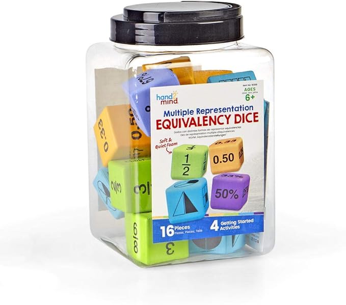 hand2mind Multiple Representation Equivalency Dice Set, Fraction Equivalency, Foam Cubes for Classroom, Decimal Manipulatives, Educational Toys for Elementary Kids, Math Teacher Supplies