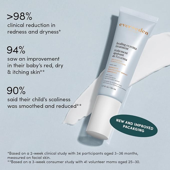 Evereden Healing Eczema Treatment, 1.7 fl oz & Nourishing Baby Face Cream 1.7 oz.| Fragrance Free Eczema Cream for Babies, Kids, and Adults | Non-Greasy Baby Moisturizing Cream | Clean Ingredients