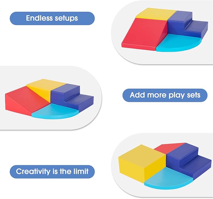 PayLessHere Climbing Toys for Toddlers 1-3 4-Piece Colorful Foam Blocks Play Set Indoor Baby Toys for Crawling & Sliding Soft Corner Climber for Babies Indoor Play for Homes, Schools