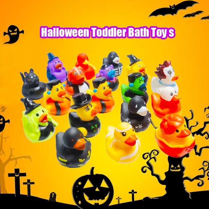 27 Pcs Halloween Party Favors Rubber Ducks,Baby Showers Accessories Bath Toys for Kids Halloween Decorations Trick or Treat Supplies Goodie Bag Fillers(Halloween)