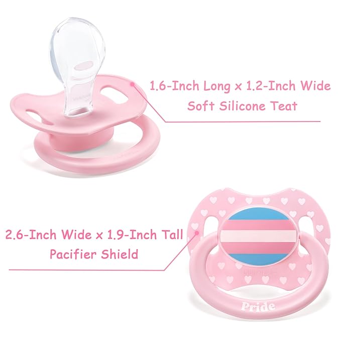 LittleForBig Bigshield Generation-II Adult Sized Printed Pacifier Trans Pride Pattern Pink