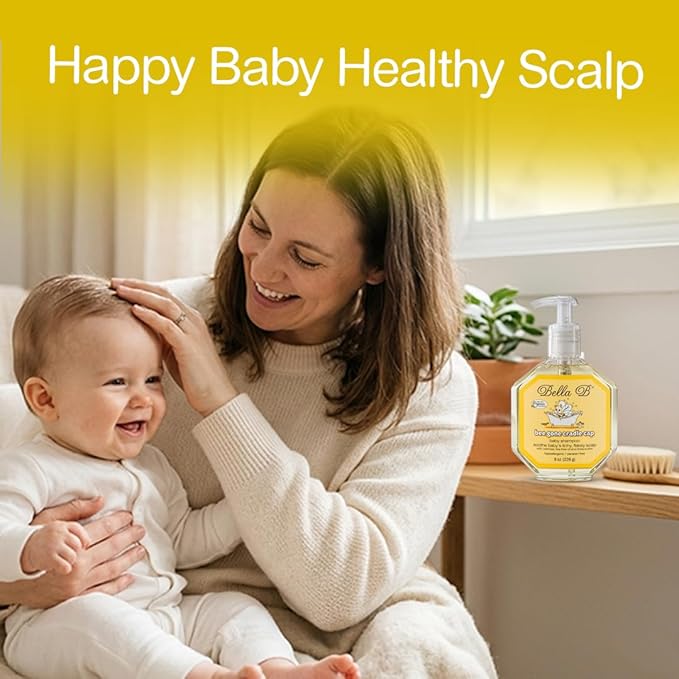 Bella B Bee Gone Cradle Cap Shampoo 8oz (2-Pack), Natural & Organic Baby Shampoo Made with Aloe Vera, Oatmeal & Vitamin E | Ideal for Cradle Cap Treatment, Natural Dry Scalp Treatment & Hypoallergenic