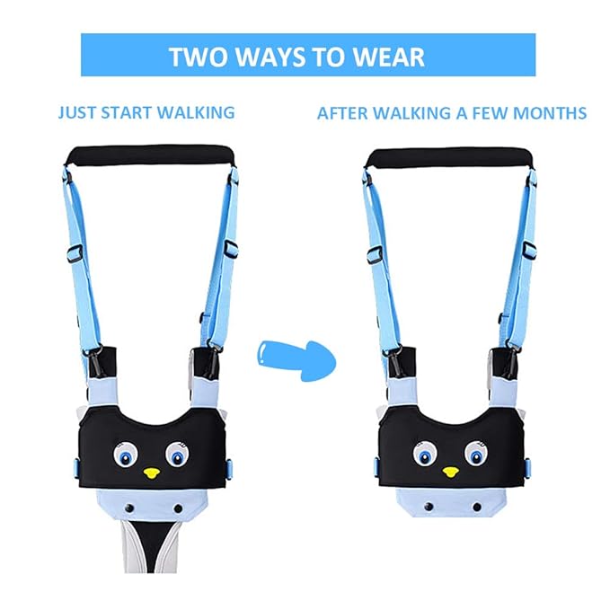 ORANGEHOME Baby Walker Toddler Walking Harness Helper and 2 Pair Knee Pads Adjustable Standing Up and Walking Learning Helper for Toddler 7-24 Month-Blue