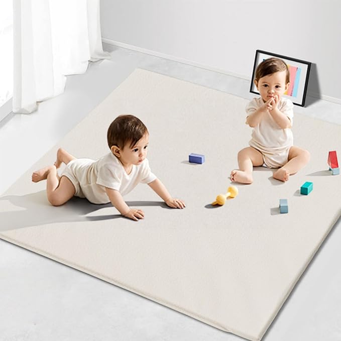 FONESO Baby Play Mat, 50"x50" Stylish Super Soft Vegan Leather Floor Mat for Infants and Toddlers, Cushioned & Waterproof Playpen Mat and Just Wipe-Clean Playmat for Baby Play on Floor (Army Green)
