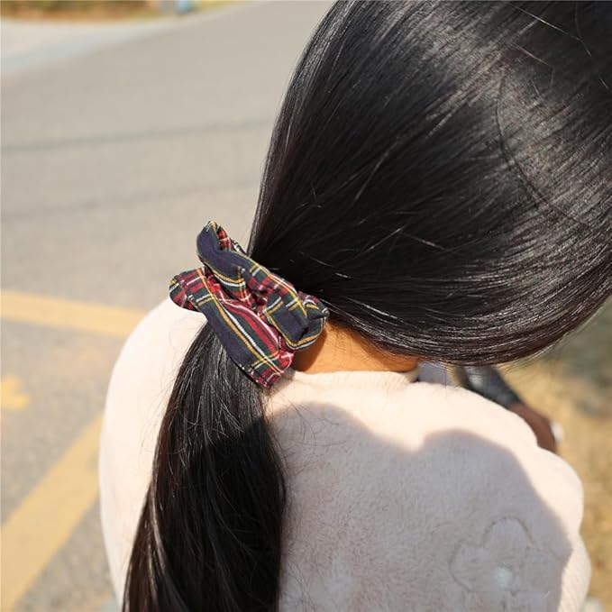 Sugarmelon Set of 6 Tartan Bow Hair Clips for Baby Girl and Mom Women Plaid Headbands Scrunchies Scottish Tartan Hair Bows for School Girls (Tartan Black 6 pcs)