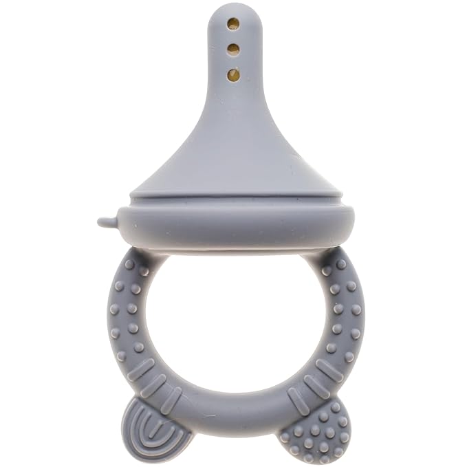 TalkTools® Silicone Baby Food Feeder with Tray, Fresh/Frozen Fruit Feeder for Babies, Teething Soothing, BPA-Free, Easy-Clean, Dishwasher Safe