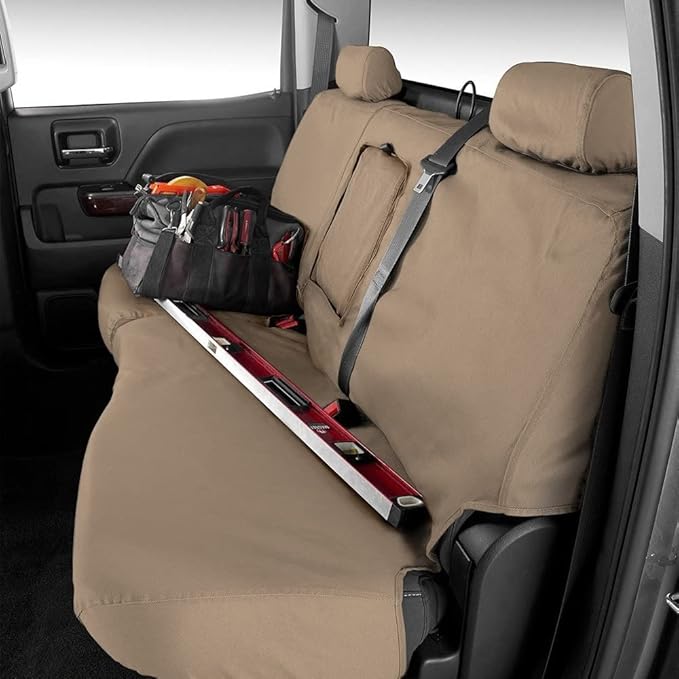 Covercraft SS3359PCTP Custom-Fit Front Bench SeatSaver Seat Covers - Polycotton Fabric, Taupe