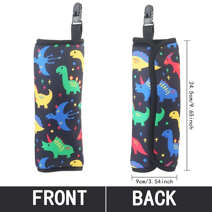 Car Seat Belt Pillow for Kids with Clips,Seat Strap Belt Covers Pad Cushion,Car Seatbelt Cover Pillows for Toddlers(Dinosaur Black)