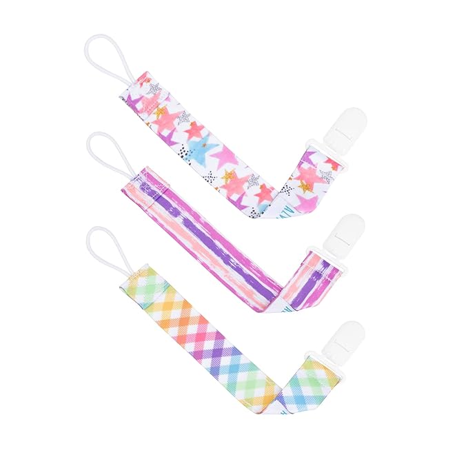 ALVABABY Baby Pacifier Clips Paci Universal Holder Leash Pacifier Clip Binky Holder for Teether Soothie 6 Pack 6DBP06