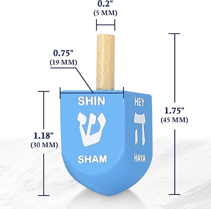Zion Judaica Colored Wood Dreidels Medium Sized in Bulk Pack in Ziplock Bag 30 and 100 Pack Available (30)