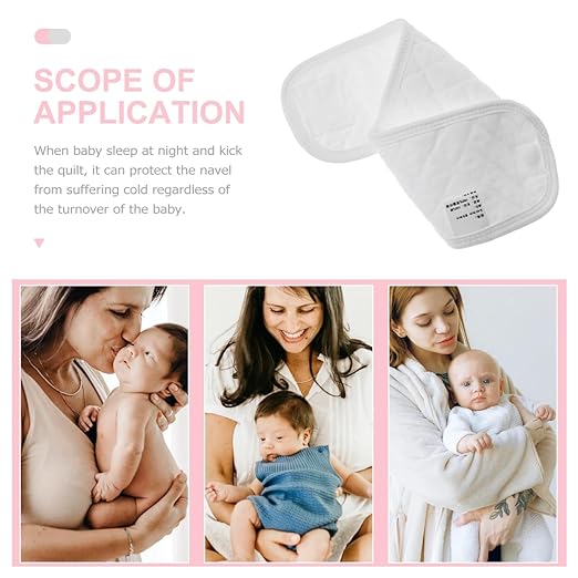 EXCEART Baby Belly Protection Belt 6Pcs Cotton Newborn Umbilical Cord Navel Band Infant Belly Wrap Soft White 15.94X3.54 Inch