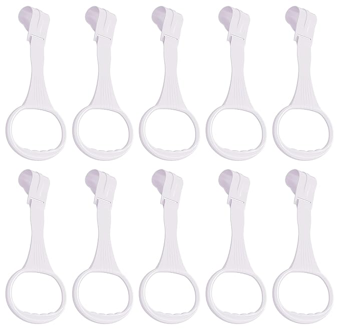 YYaaloa 10pcs White Baby Pull-Up Rings for Toddlers (3.5x7.5inch)