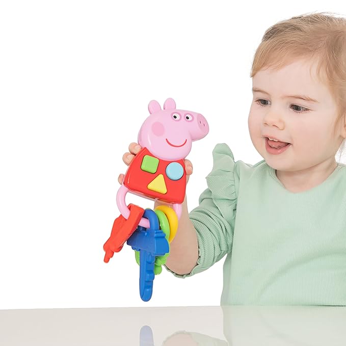 Peppa Pig Keys Interactive Sensory Toy, Peppa Theme, Peppa Pig House on the Hill, Includes Clip for Stroller, Crib, Bags, Light and Sound, Kids Teething Toy, 18 Months and Up