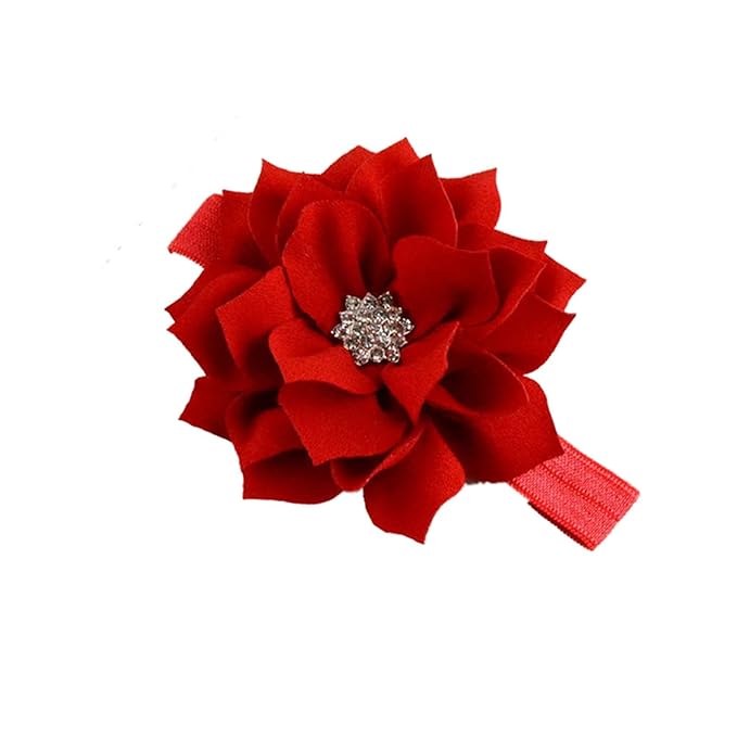 Red Black Girl Baby Flower Headbands Rhinestone Flower Princess.(FD83-Red +Black)
