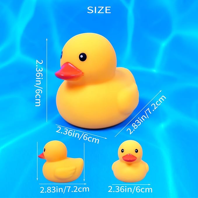 3 Inch 5 Pcs Kalafona Rubber Bathtub Duck/Duckie Waterproof No 'Bebe' No Hole Funny Bath Swimming Pool Toy Without Hole for Kids Birthday Party Favor Home Decor
