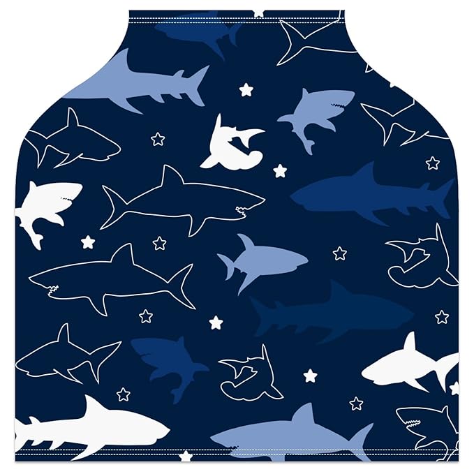 Baby Car Seat Stroller Covers Sharks Nursing Cover Breastfeeding Scarf Soft Breathable Stretchy Infant Car Canopy Coverage Carseat Cover for Boys and Girls Multi Use