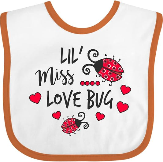 inktastic Lil Miss Love Bug with Lady Bug and Hearts Baby Bib