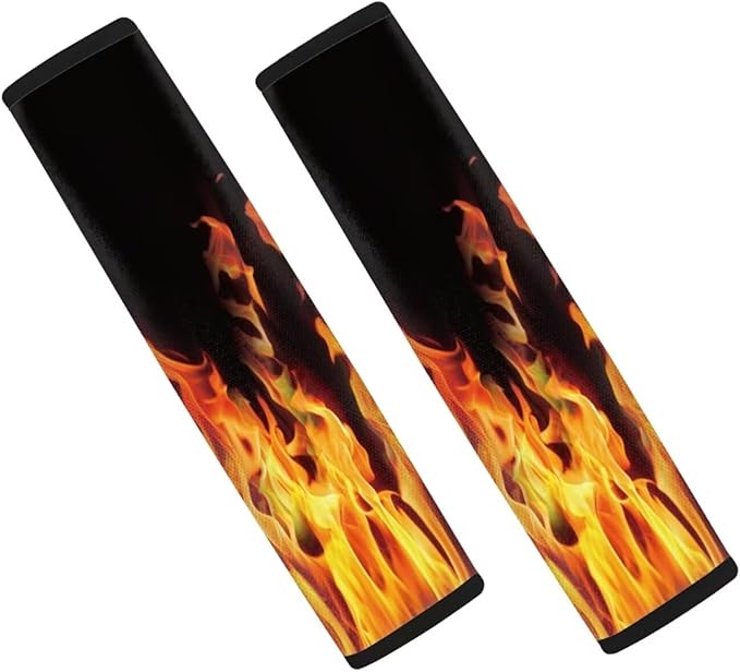 UNICEU Orange Fire Flame Car Seat Belt Covers, Soft Shoulder Strap Pad for Women, 2 Packs Soft Neoprene Safety Seatbelt Shoulder Strap Universal Fit SUV Truck Vehicles,Auto Interior Set