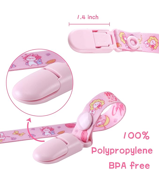 CutiePlusU Adult Size Pacifier Clips 3 Pack-Rabbits, Unicorns and Cats